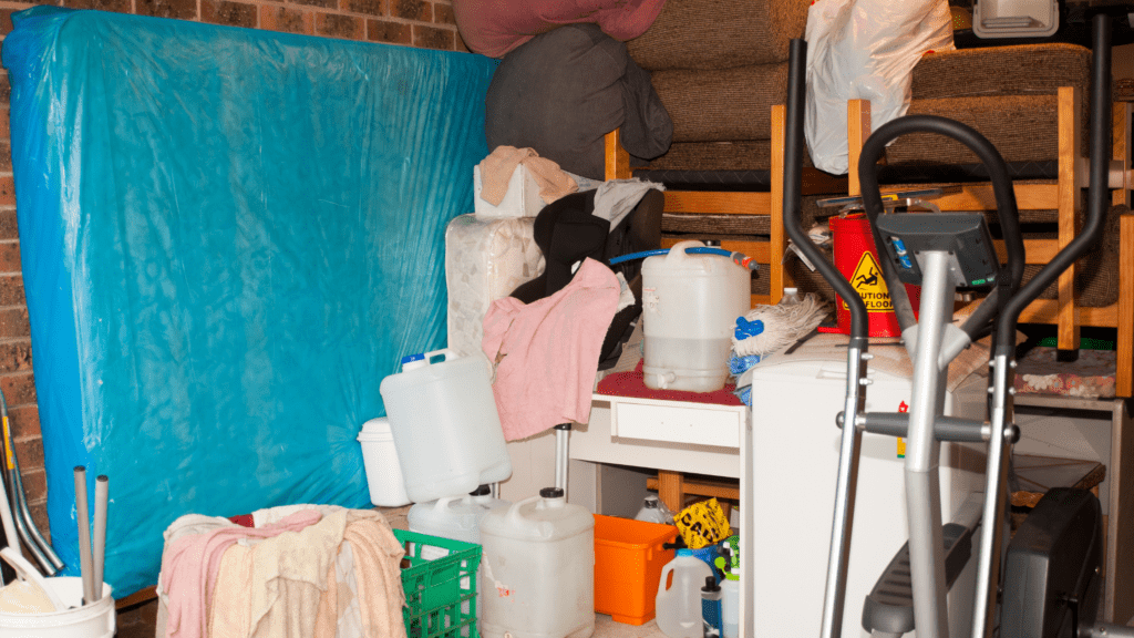 EZ-Haulin' team clearing out clutter and unwanted items from a basement, loading them onto a truck for proper disposal or recycling.