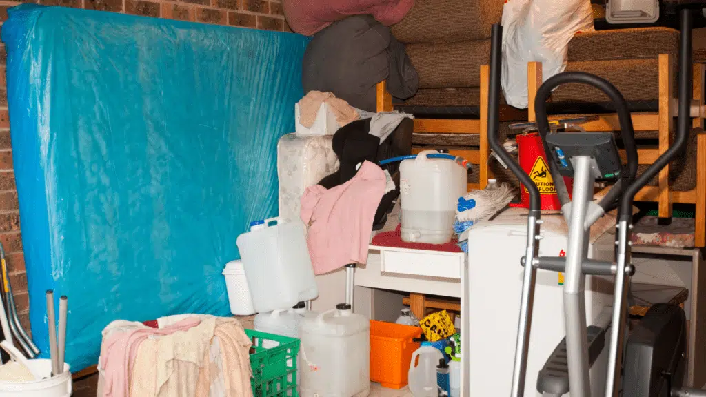 EZ-Haulin' team clearing out clutter and unwanted items from a basement, loading them onto a truck for proper disposal or recycling.